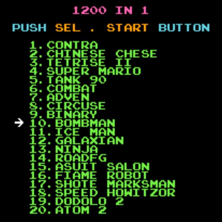 Игра 1200 игр в 1 картридже / Денди